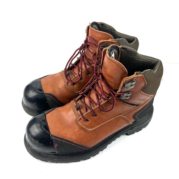 Red Wing Boots Mens 7.5 Brown Leather Lace Up Safety Cap Toe Workwear 4803 - Picture 3 of 11